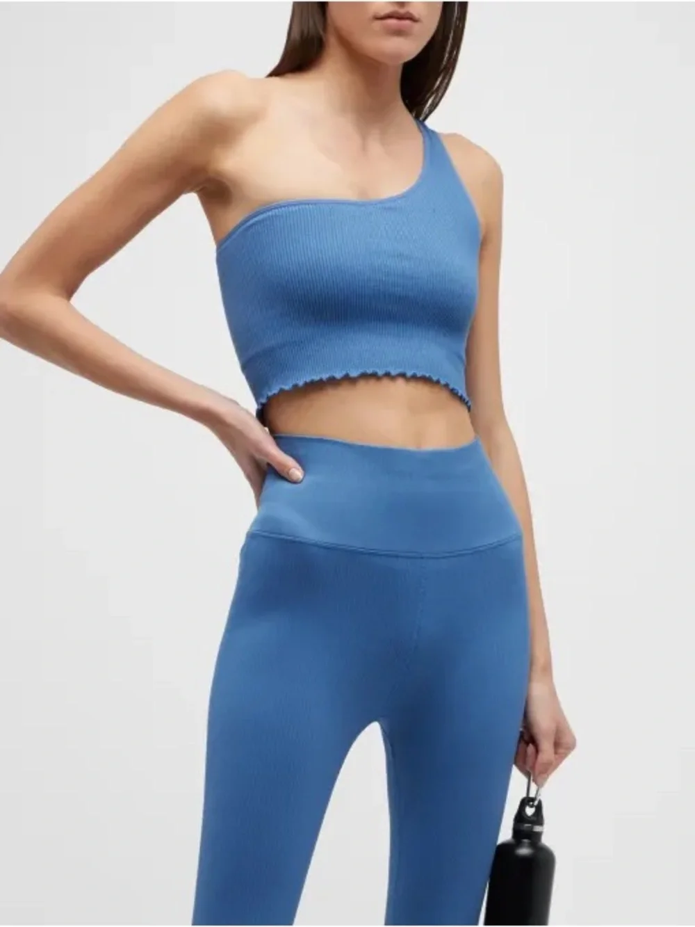 Spiritual Gangster Luna One-Shoulder Seamless Tank and Ruffle Rib Leggings Set